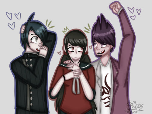 maki, kaito, shuichi from danganronpa v3